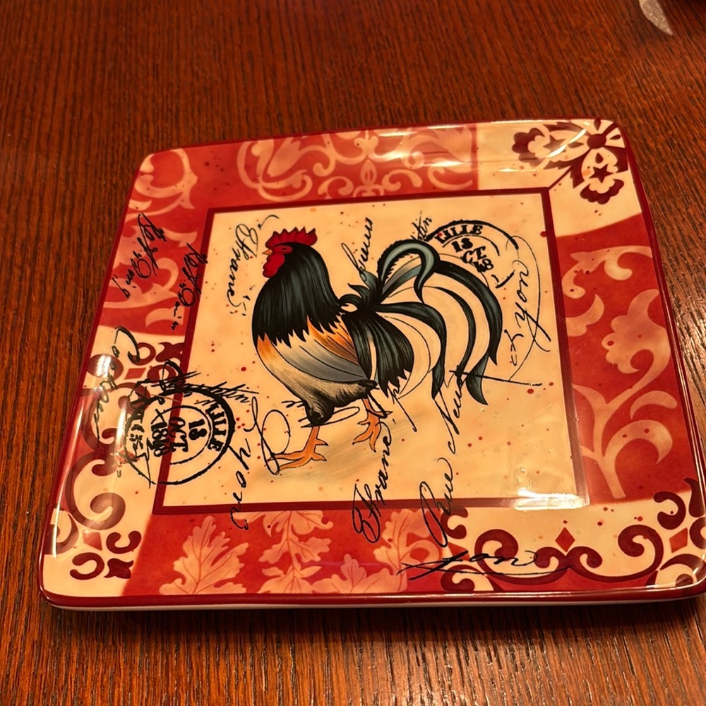 Certified International Geoffrey Allen Rooster salad lunch plate - RED 8…